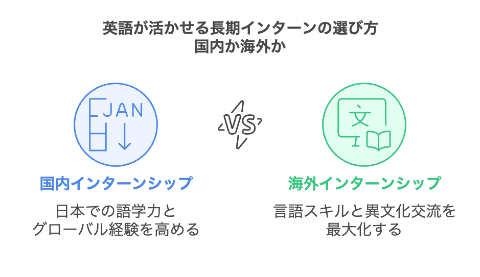 英語が活かせる長期インターンの選び方
国内か海外か
